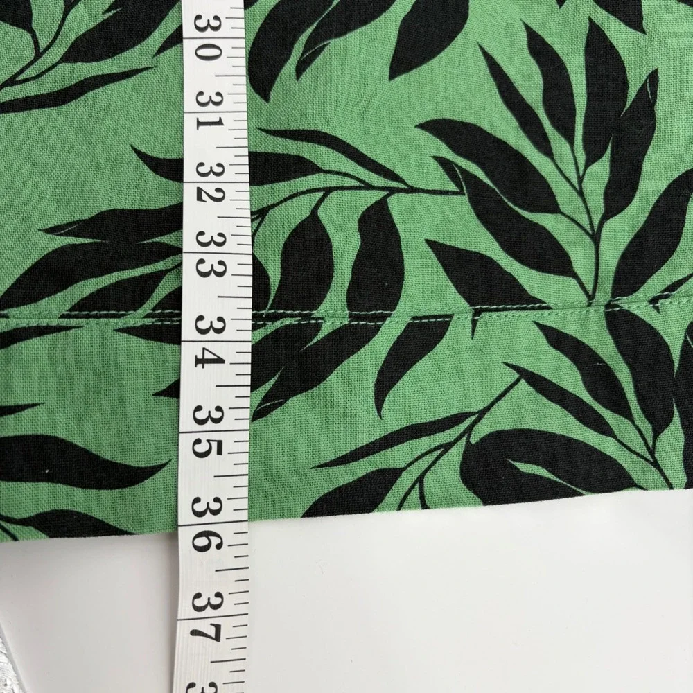 Who What Wear Dress XXL Green Linen Blend Leaf Print Puff Sleeve Shift Pockets - Picture 6 of 6